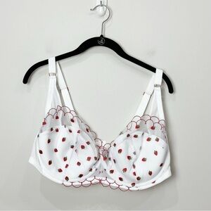 Adore Me Bettie Balconette Bra White Embroidered Strawberries